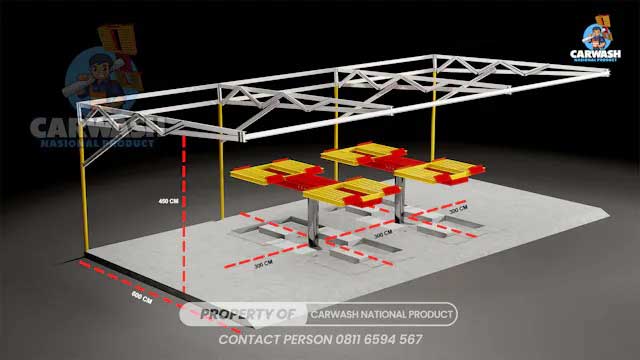 desain usaha car wash 2 hidrolik tipe H